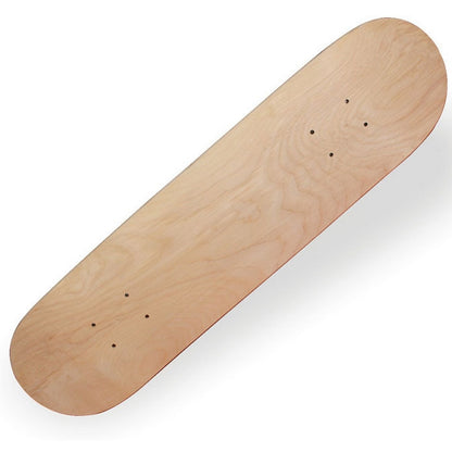 Light wood maple skateboard deck with mounting holes, 31 x 8 inch