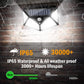 Outdoor solar wall light with illuminated LED panels and round motion sensor