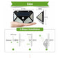 Outdoor solar wall light size and installation diagram, black housing and motion sensor