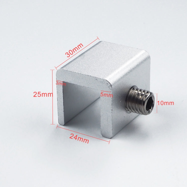 Metal lock stopper bracket with threaded core and measurement dimensions