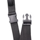 Adjustable webbing strap with gray plastic buckle clip and secure mounting piece