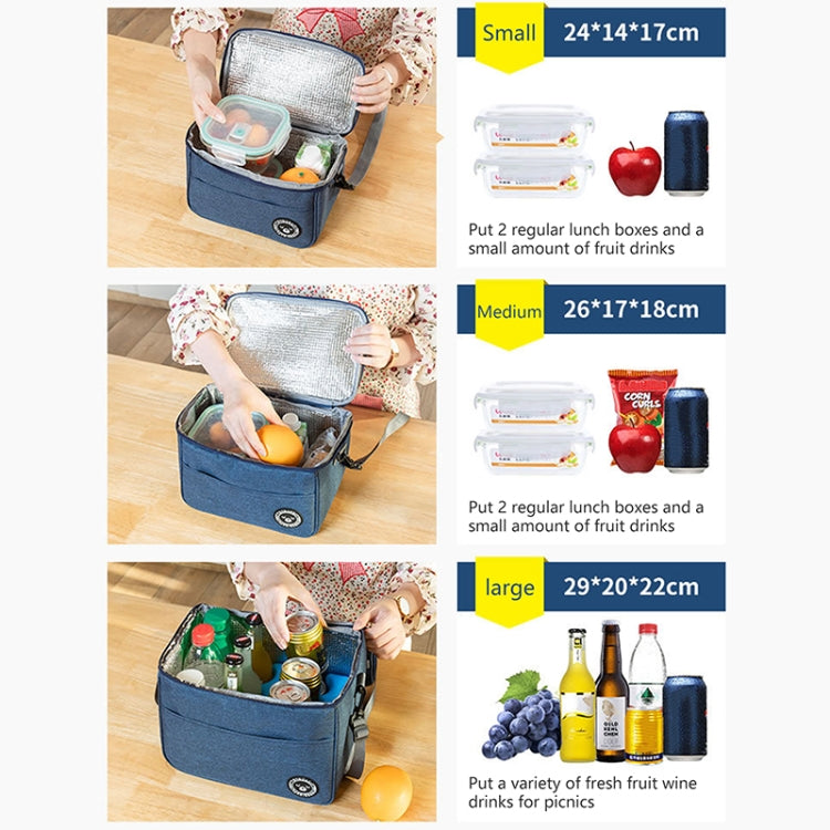 Insulated lunch cooler bag sizes: small, medium, and large with zipper and shoulder strap