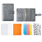 Embossed PU leather binder notebook in gray with snap strap and ring binder mechanism