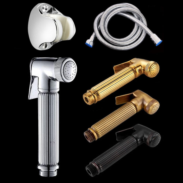 Pressure-washer nozzle set with water-stop in mixed finishes, includes hose and connectors