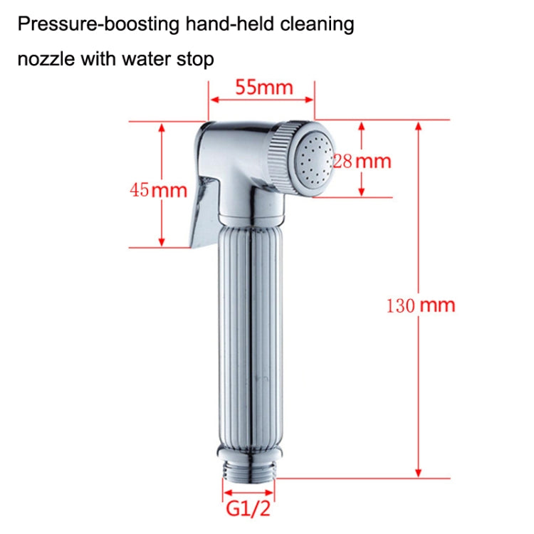 Chrome handheld pressure-washer nozzle with water-stop, G1/2 thread for hose use