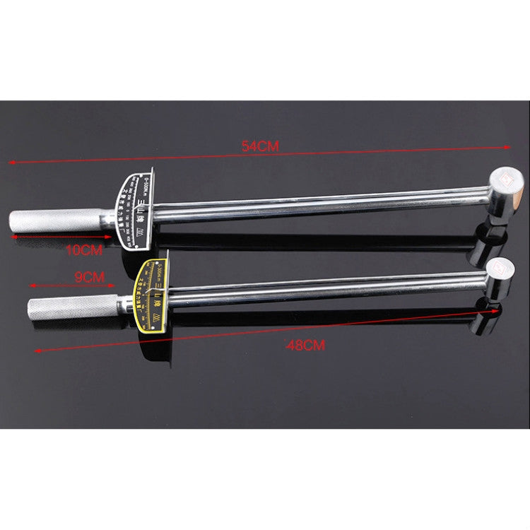 Torque wrench with labeled dimensions and range markings shown across two wrenches