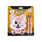 Lucky Dog cartoon suction toothbrush holder set on retail card, pink dog design.