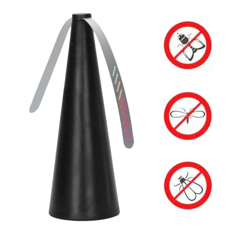 Black cone-shaped automatic fly catcher fan with three tripod legs
