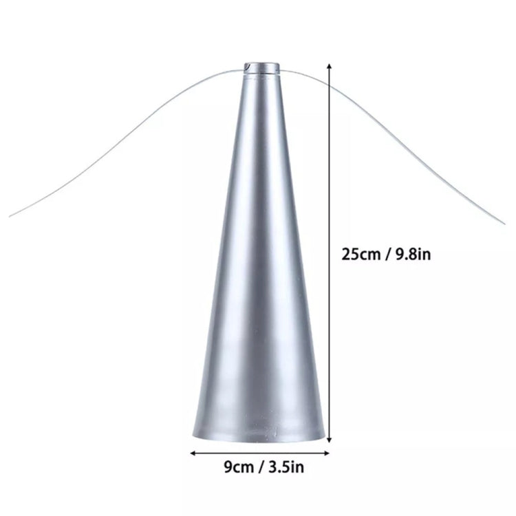 Silver fly catcher fan, 25cm tall, 9cm diameter (size diagram)