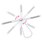 Top view of cone fan showing five blades and airflow arrows