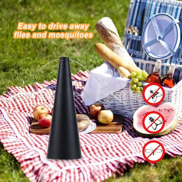 Black cone fan for flying insect deterrence with no-insect icons