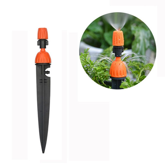 Orange and black micro-spray drip irrigation sprinkler stake with adjustable top head