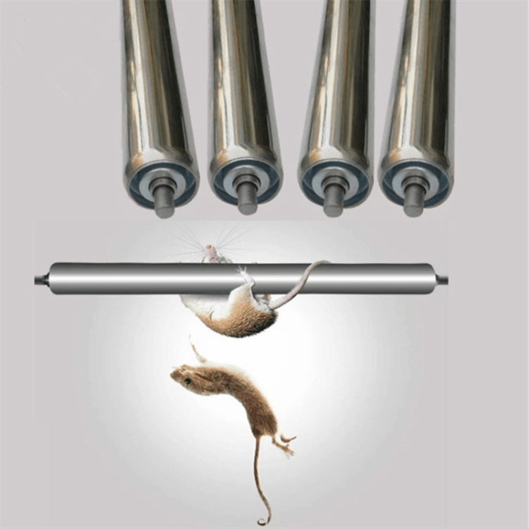Automatic continuous mousetrap with silver cylindrical metal barrel and baited trigger rod