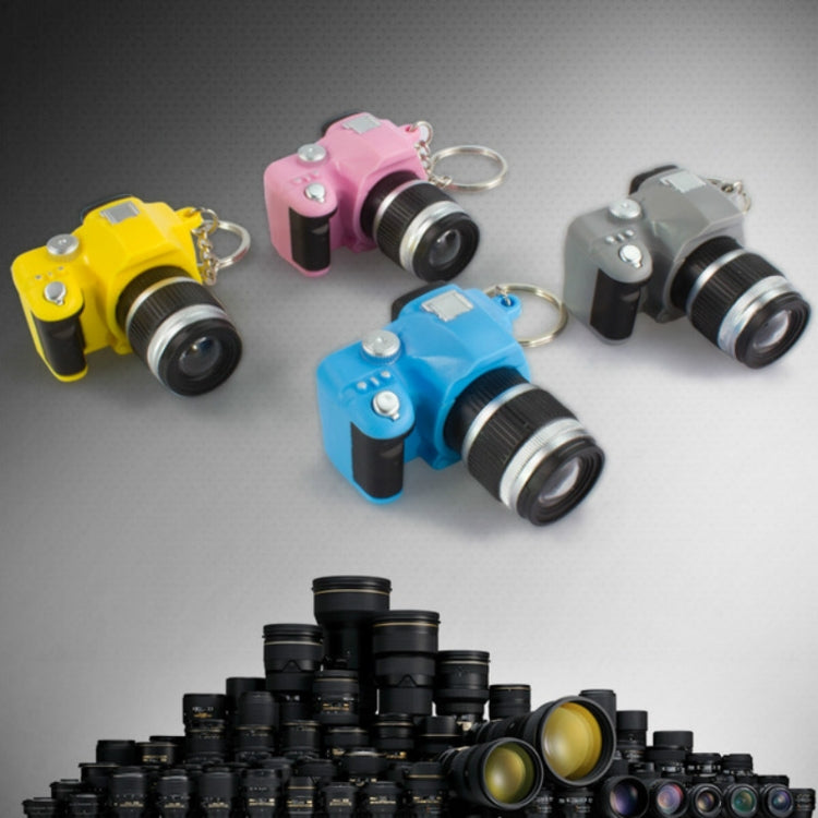 Assorted color mini SLR camera keychain pendants with lens and rings