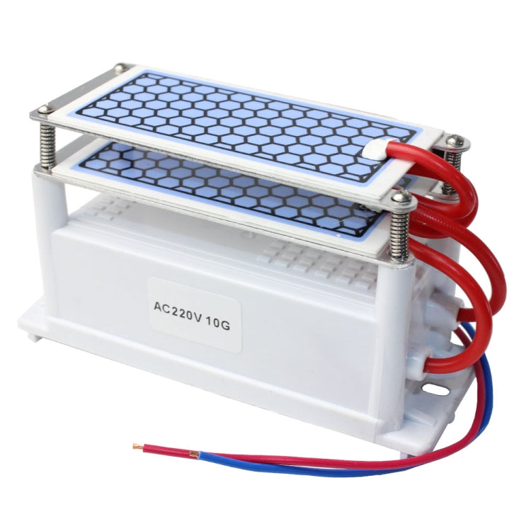 Side view of portable ceramic ozone generator with dual hex panels and AC220V 10G label
