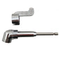 Silver right angle drill bit holder with side handle and drive bit shaft