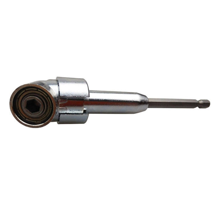 Silver right angle drill bit holder socket end with hex drive bit tip