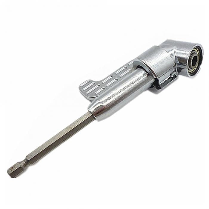 Silver long handle right angle drill bit holder with slot plate and hex bit