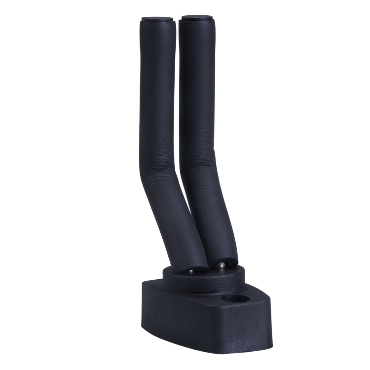 Twin black rubber padded hook guitar wall hanger with round mounting base