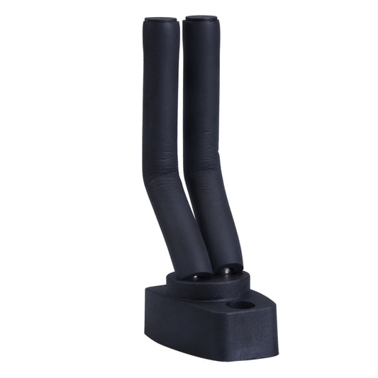 Twin black rubber padded hook guitar wall hanger with round mounting base