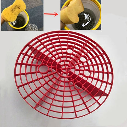 Red circular sand and stone isolation filter net with grid spokes and center hub