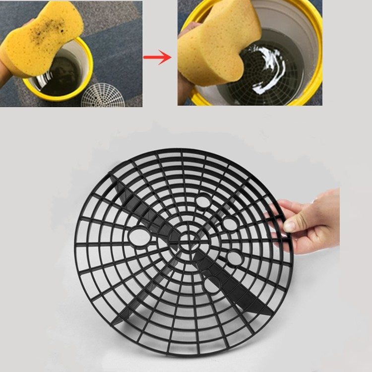 Black circular sand and stone isolation filter net disc with grid spokes and center hub
