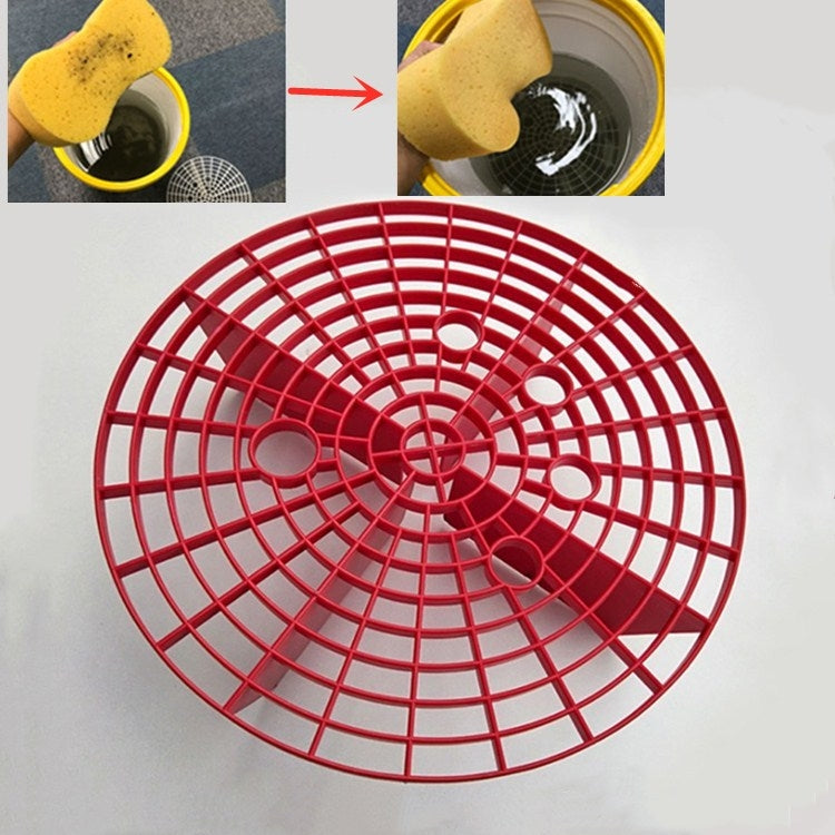 Red round car washing filter net insert with circular grid and center hub