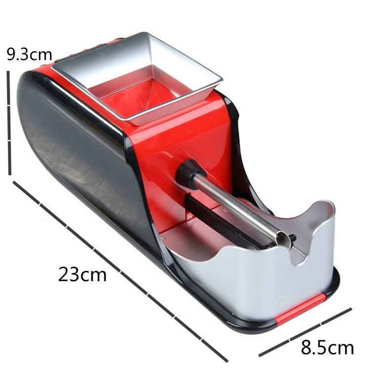 Red and black automatic cigarette maker with two side holders and top filling tray