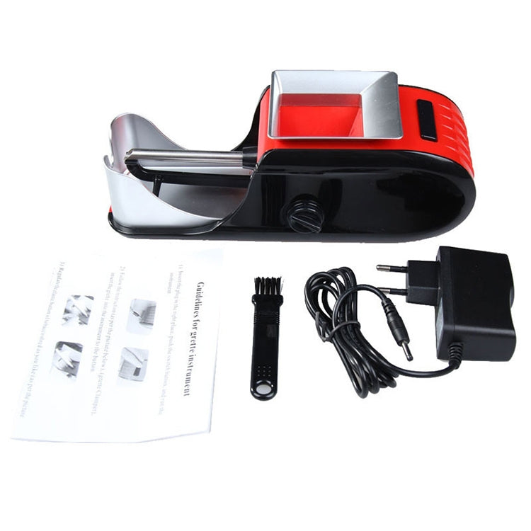 Electric cigarette maker kit with power adapter, cord, brush, and instruction papers