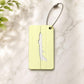 Yellow-green brush aluminum luggage tag with airplane cutout and braided rope loop