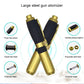 Steel gun atomizer device with twin gold-and-black barrels and ampoule heads