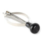 Watch pointer remover tool with black handle and silver clamp, circular band loop
