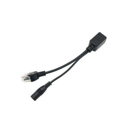 Black PoE RJ45 splitter cable set with two RJ45 ports and power lead connectors