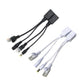 PoE splitter cable set with black and white RJ45 leads and DC power outputs