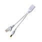 White PoE RJ45 splitter cable with RJ45 end and DC barrel power plug