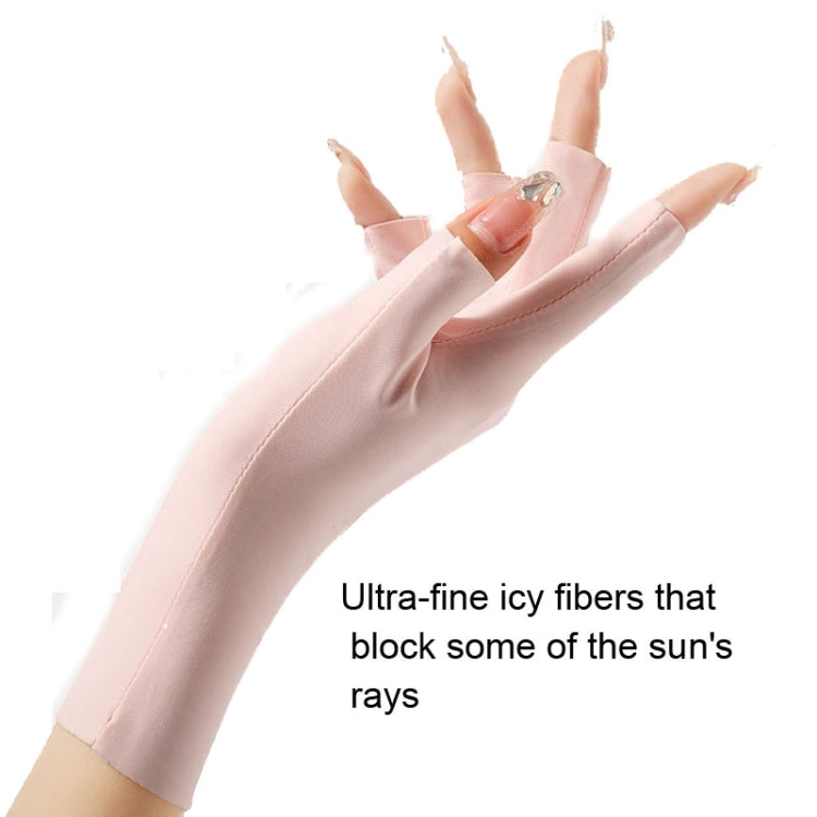 Light pink half-finger gloves stretched long sleeves for sun protection