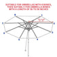 Umbrella replacement cloth diagram for 8 ribs with rib lengths labeled 56–88 in