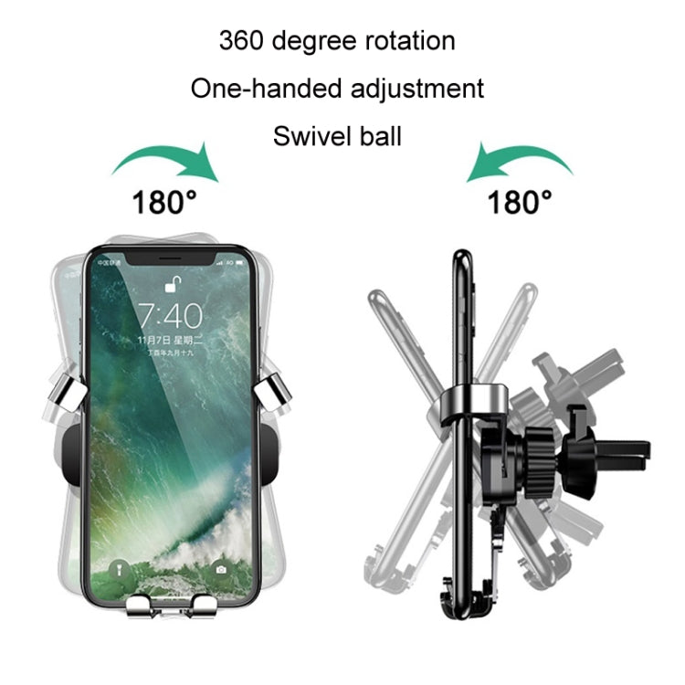 Gravity phone mount with swivel ball and 360-degree rotation adjustment