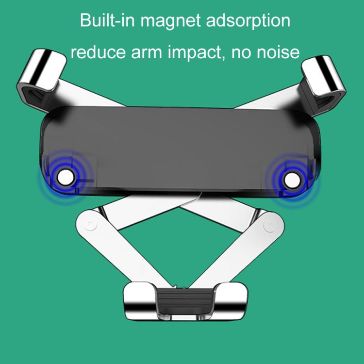 Gravity phone holder with built-in magnet contact points and spring arms