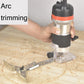 Handheld electric trimming router with clear base and rotating chuck for wood