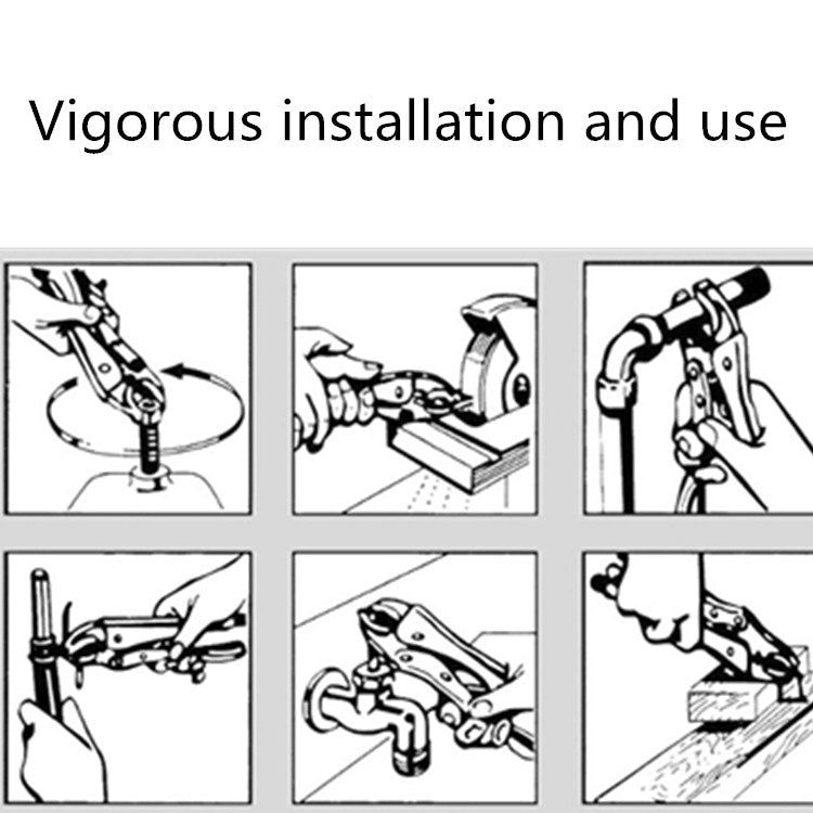 Instruction diagram showing C-type pliers installation and use steps