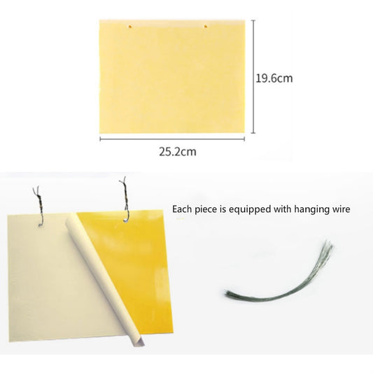 Yellow sticky insect trap board with hanging wire, 25.2cm x 19.6cm