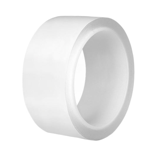 White window frame sealing tape roll with wide strip and light gray backing edge