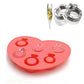 Pink heart-shaped silicone ring ice mold tray with 6 ring cavities