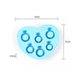 Blue silicone ring ice mold tray shaped like a heart, with 6 ring cavities