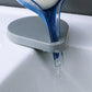 Grey suction soap holder base with outlet drip, blue transparent leaf