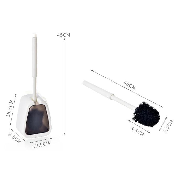 Wall-mounted toilet brush set with long white handle and black bristle head