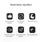 Wall-mounted toilet brush with compact design icons on packaging card