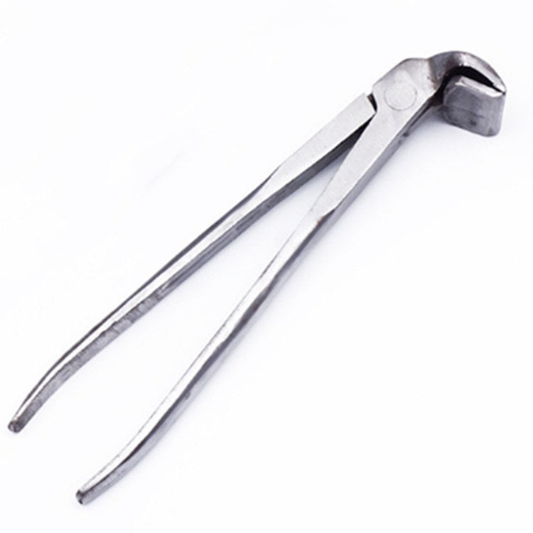 Leather luggage pliers with elbow punch head and curved metal handles