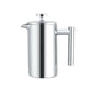 Stainless steel French pressure coffee pot with plunger lid and pour handle